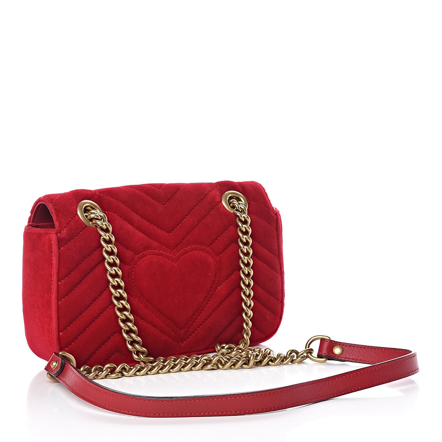 Velvet Matelasse Mini GG Marmont Shoulder Bag Hibiscus Red