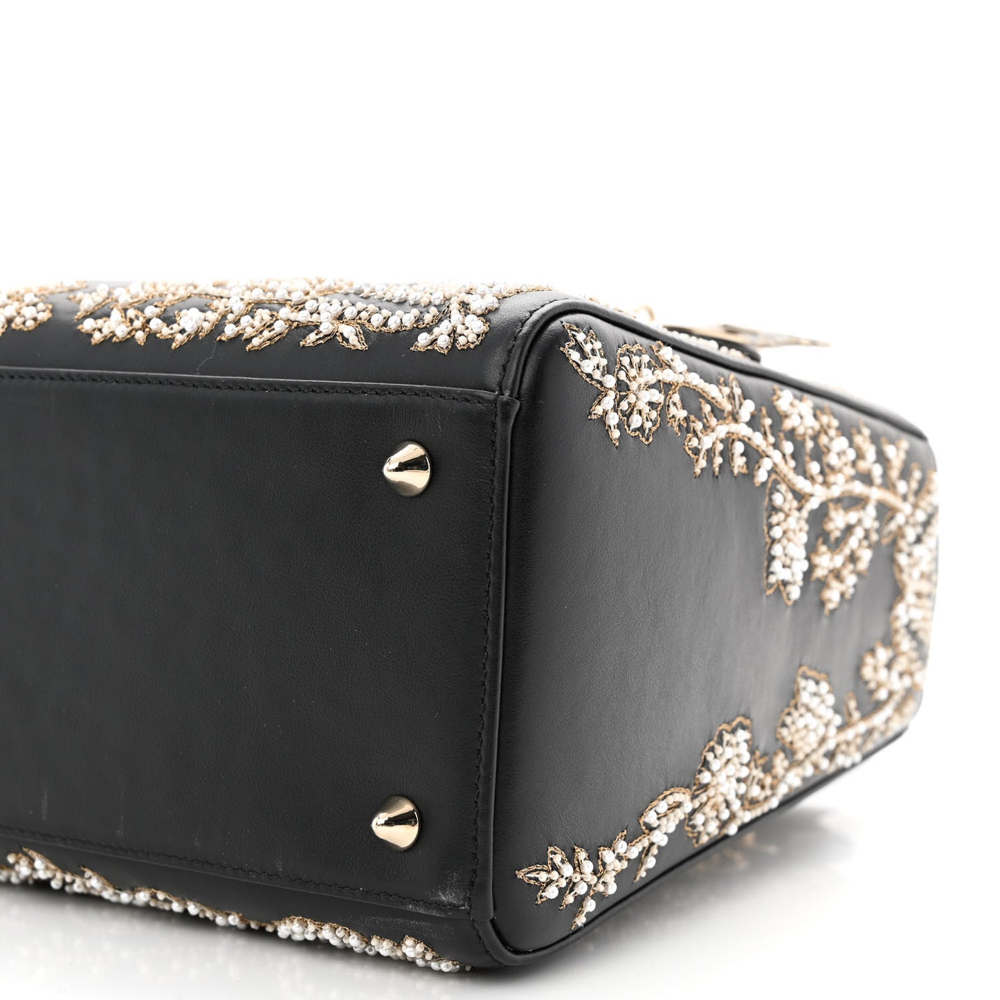 Calfskin Beaded Embroidered Ramage Butterfly Medium Lady Dior Black White Black White