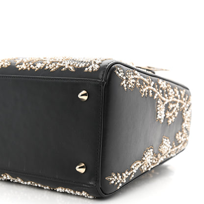 Christian Dior Calfskin Beaded Embroidered Ramage Butterfly Medium Lady Dior Black White Black White 10 of 10