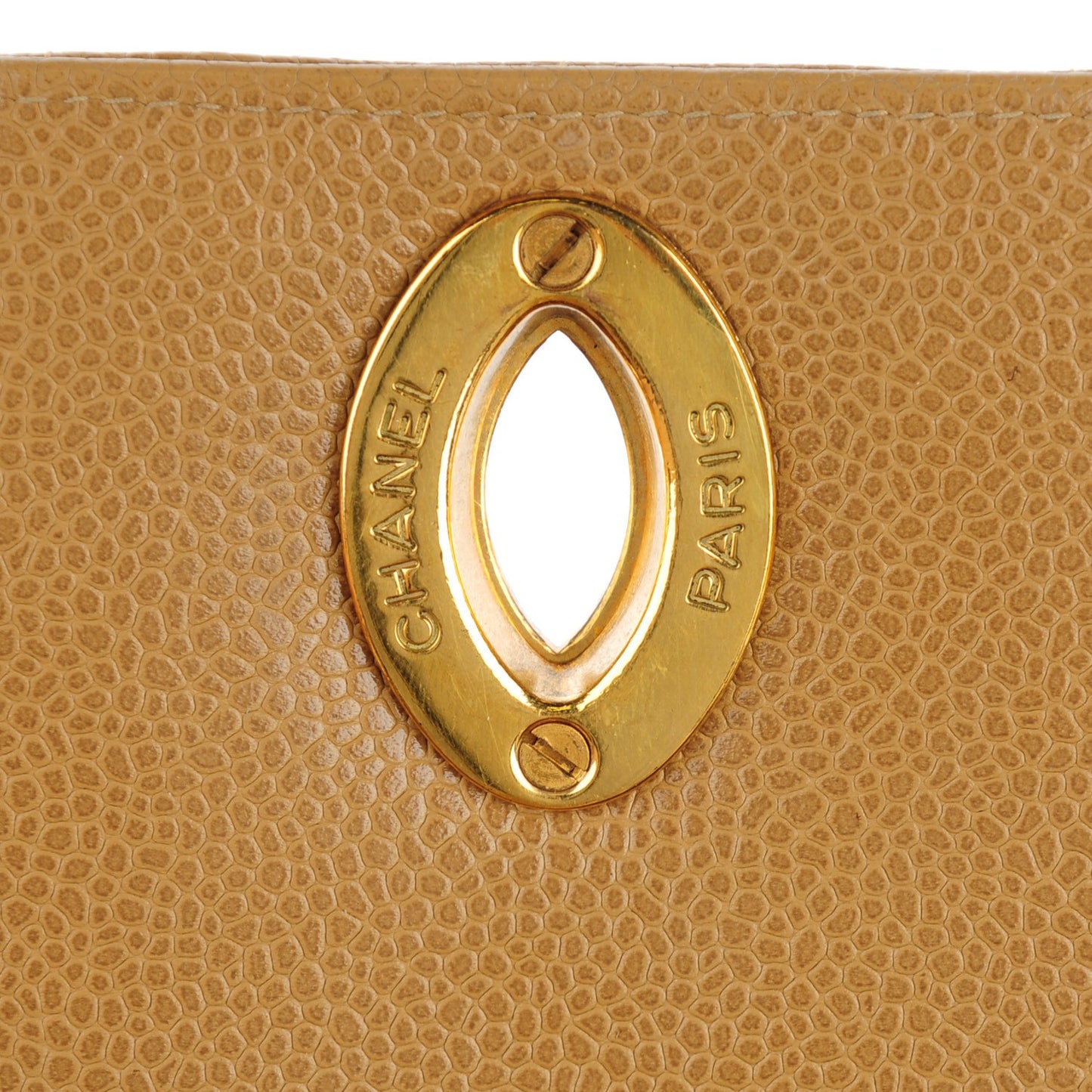 Caviar Vertical Quilted Jumbo Flap Beige