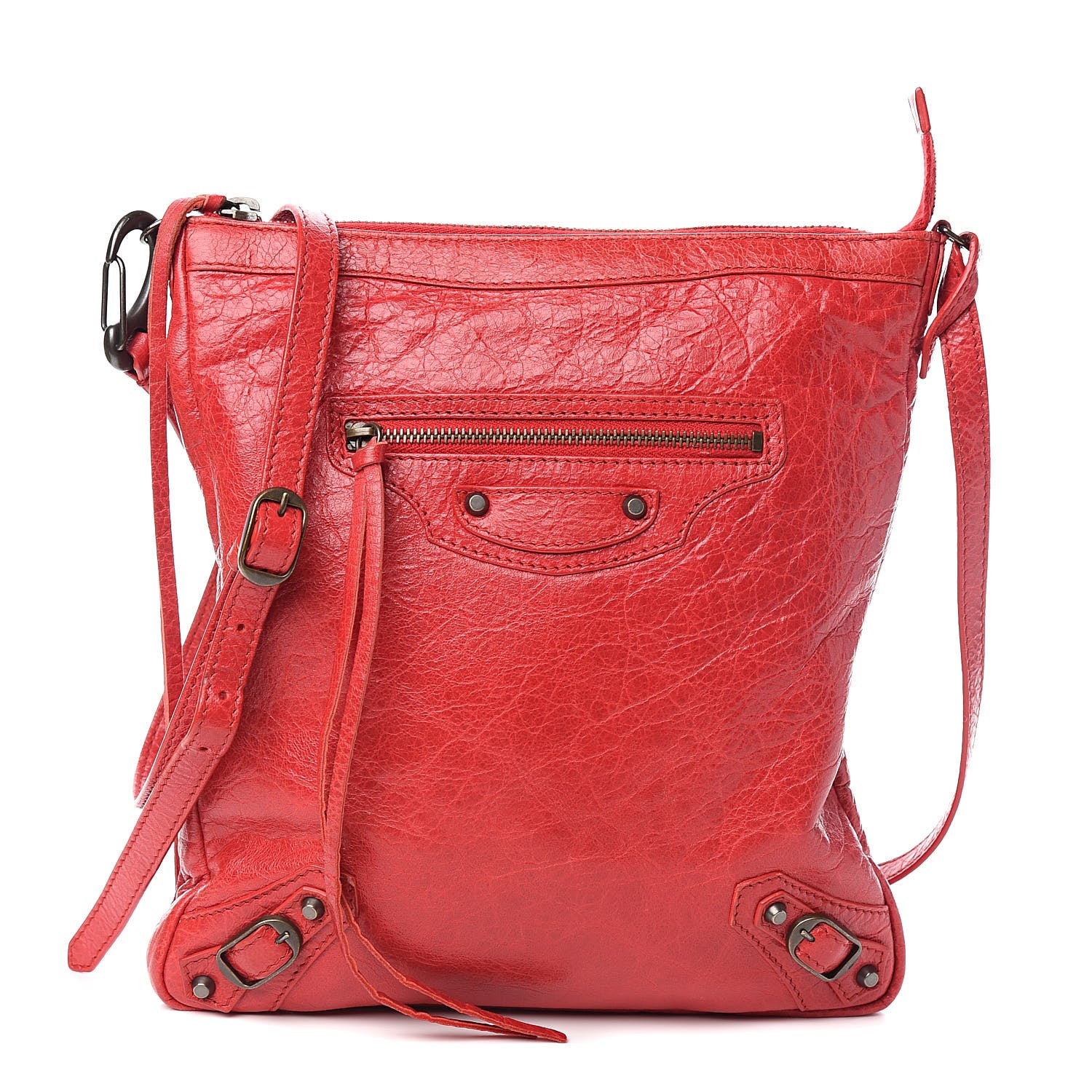 Balenciaga Agneau Classic Hardware Flat Crossbody Rouge Cardinal 1 of 11
