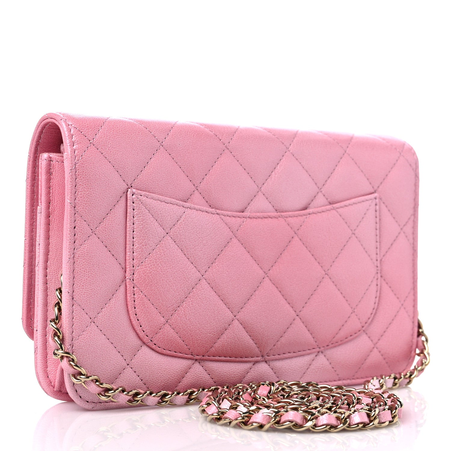 Chanel Iridescent Caviar Quilted Wallet on Chain WOC Rose Pink 3 of 11