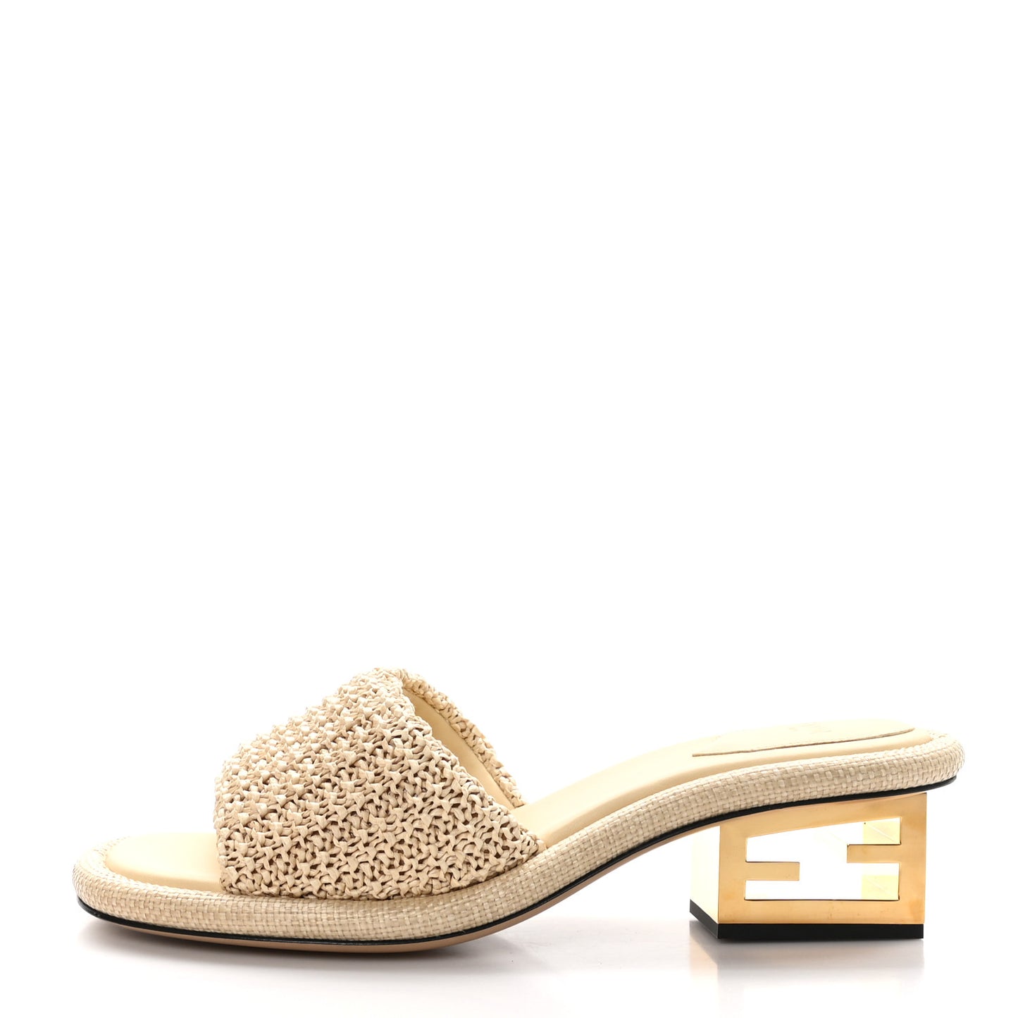 Raffia Intreccio Baguette 60mm Slide Sandals 38 Paglia