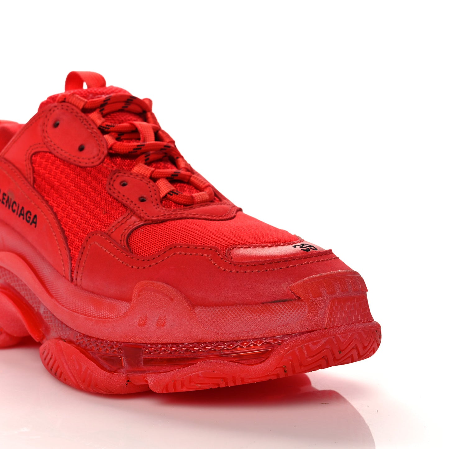 Fabric Mesh Clear Sole Womens Triple S Sneakers 39 Rouge Vif