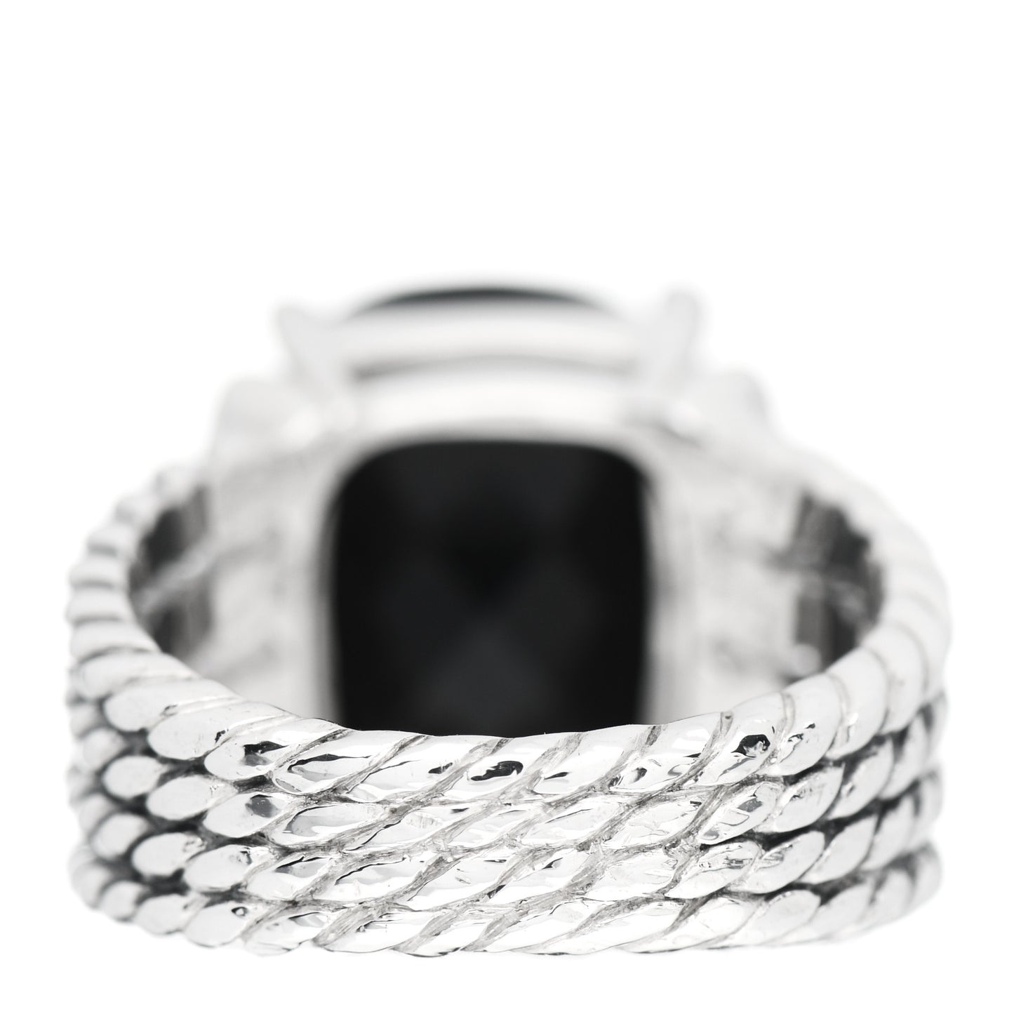 Sterling Silver Diamond Black Onyx 16mm Wheaton Ring 57 8