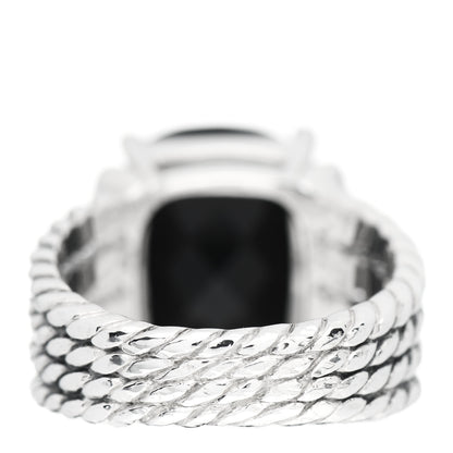 David Yurman Sterling Silver Diamond Black Onyx 16mm Wheaton Ring 57 8 4 of 5