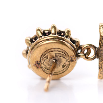 Gucci Metal Crystal Feline Earrings Aged Gold 3 of 6
