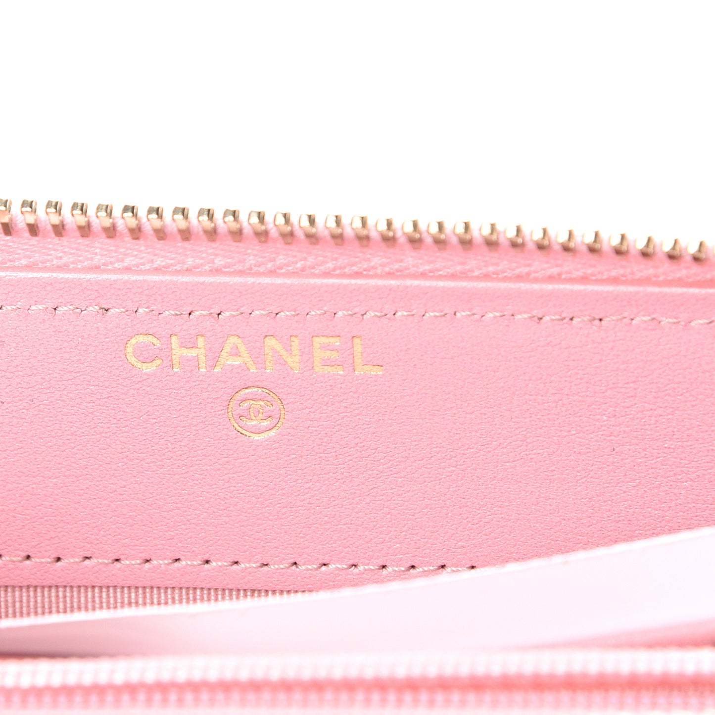 Iridescent Caviar Quilted Large Zip Around Wallet Pink