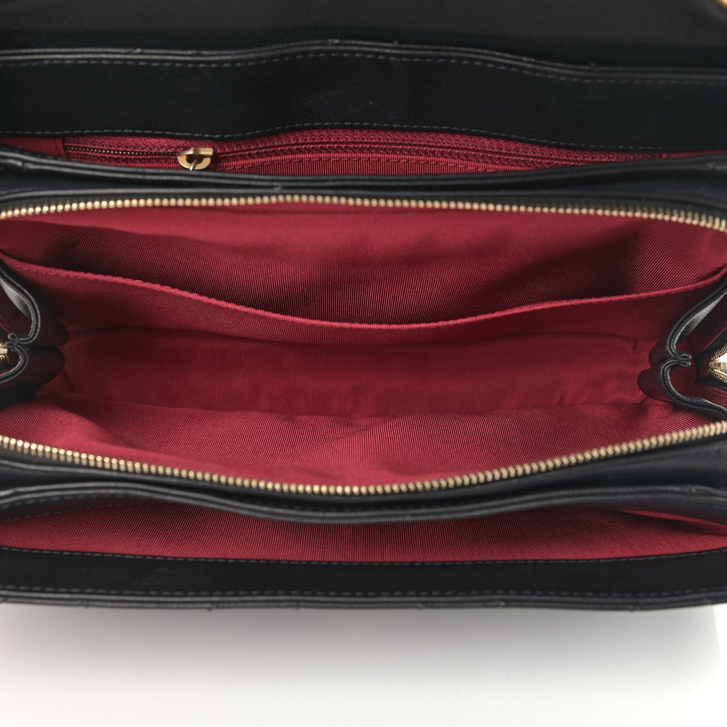 Lambskin Medium Sleek And Chic Flap Black