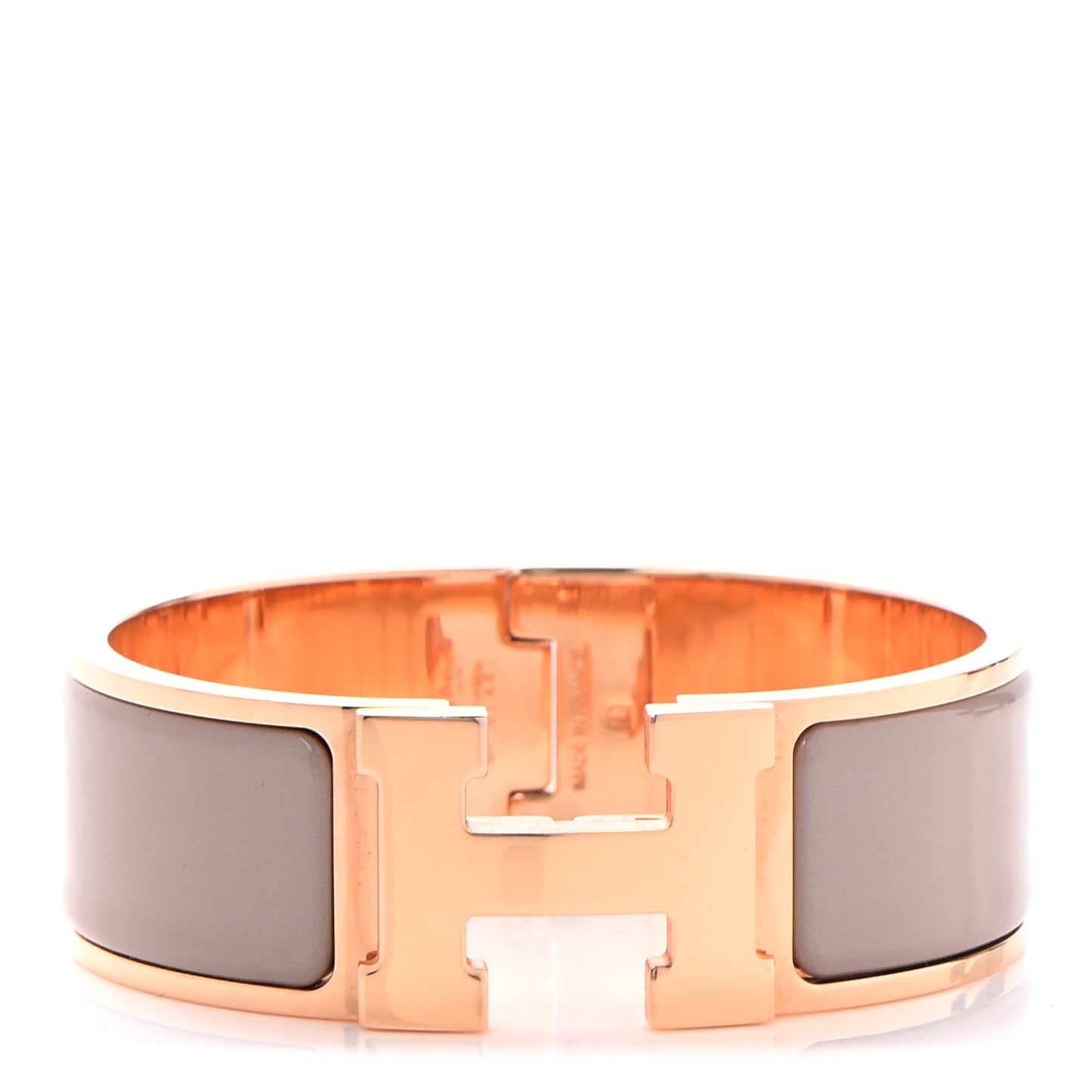 Enamel Wide Clic Clac H Bracelet GM Marron Glace