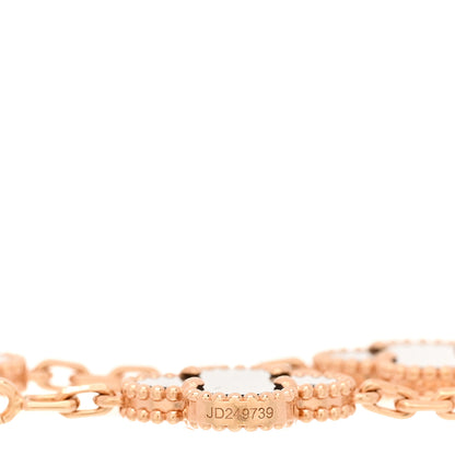 Van Cleef & Arpels 18K Rose Gold Silver Obsidian 5 Motifs Vintage Alhambra Bracelet 4 of 5