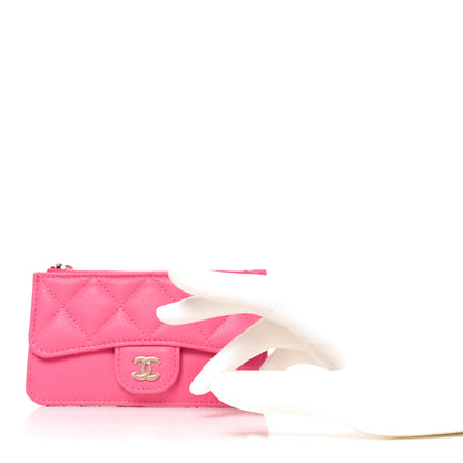 Chanel Caviar Quilted Flap Zip Card Holder Dark Pink 2 of 7
