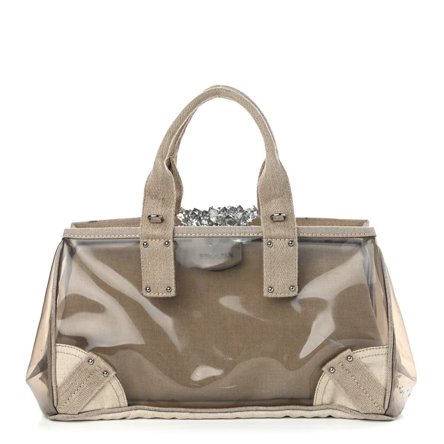 Canvas Plexiglass Crystal Cluster Tote Fume