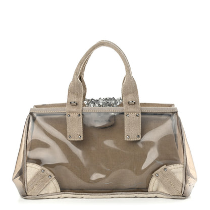 Prada Canvas Plexiglass Crystal Cluster Tote Fume 1 of 17