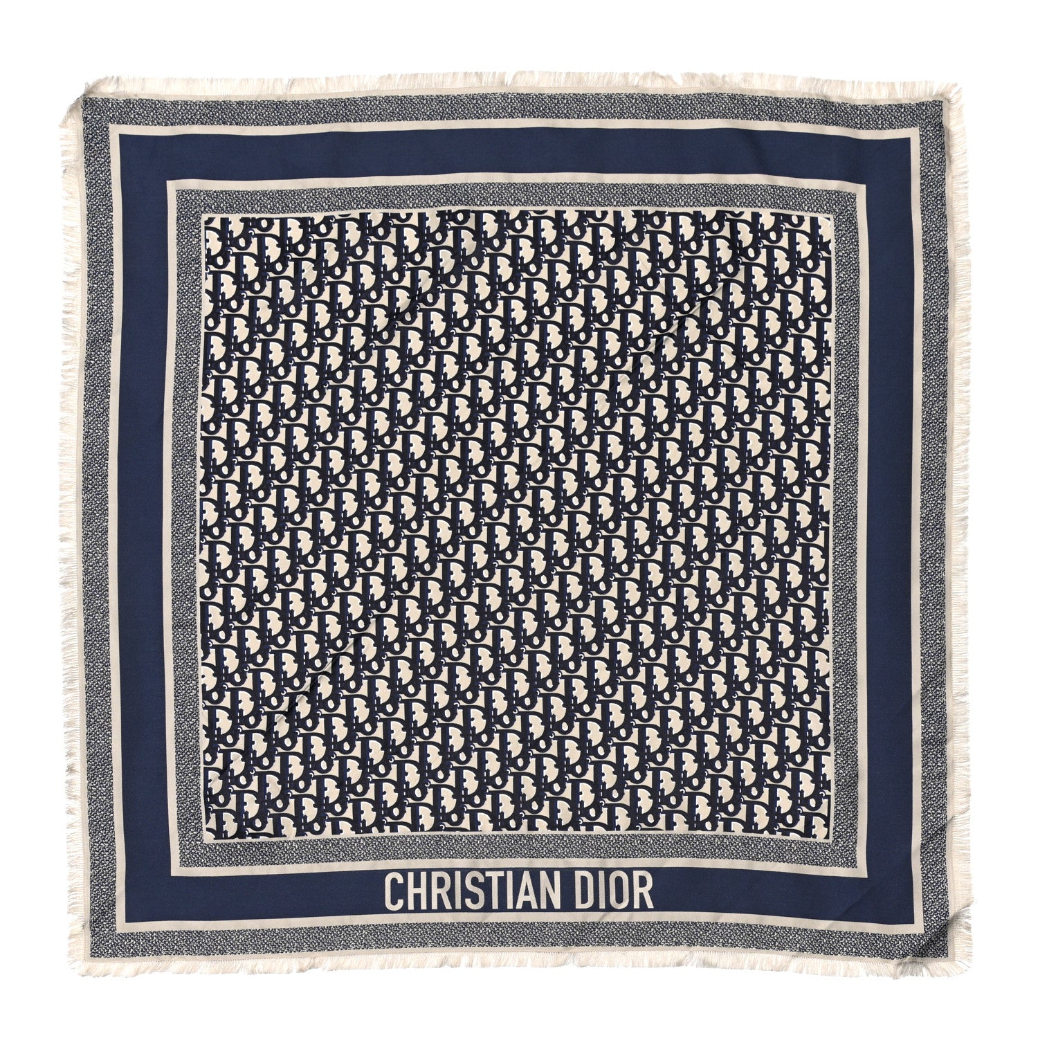 Christian Dior Silk Oblique Scarf Blue 1 of 3