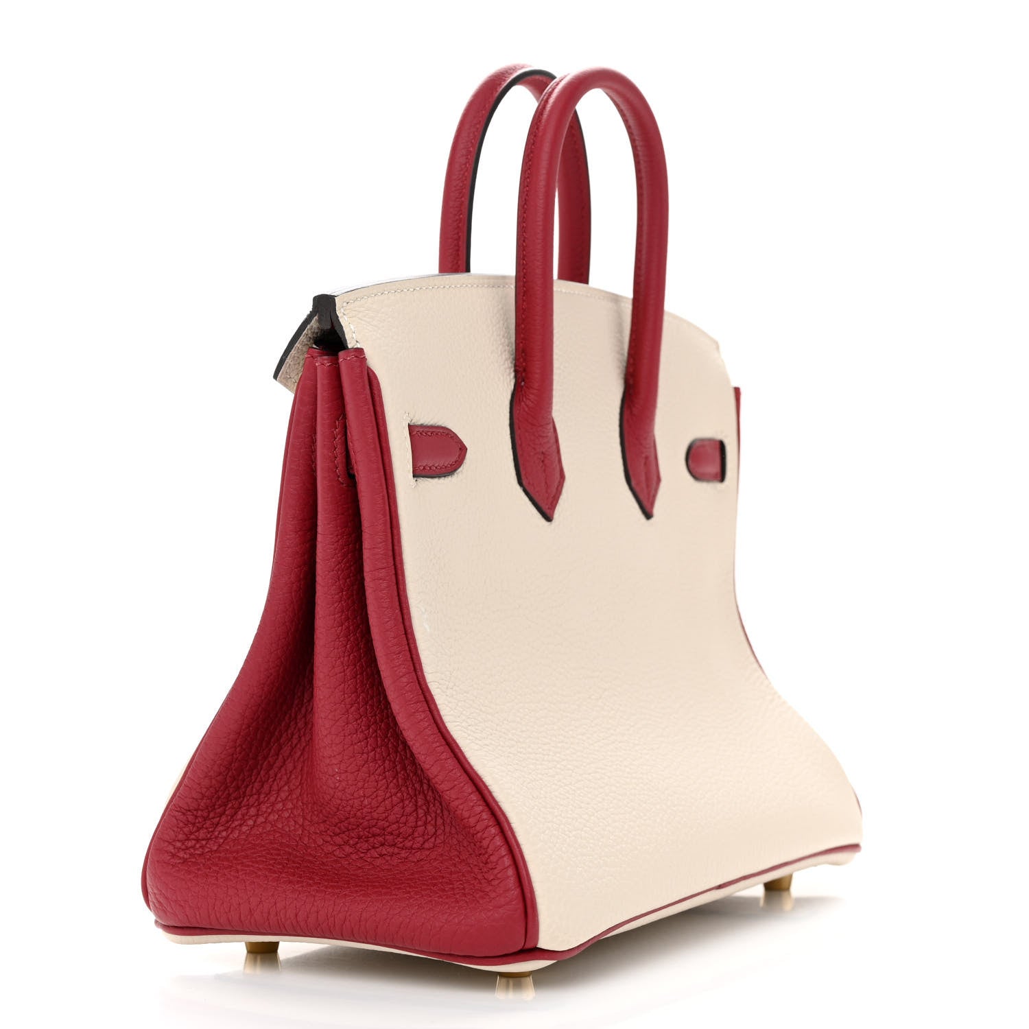 Hermes Togo Horseshoe Birkin 25 Craie Rouge Grenat 3 of 11