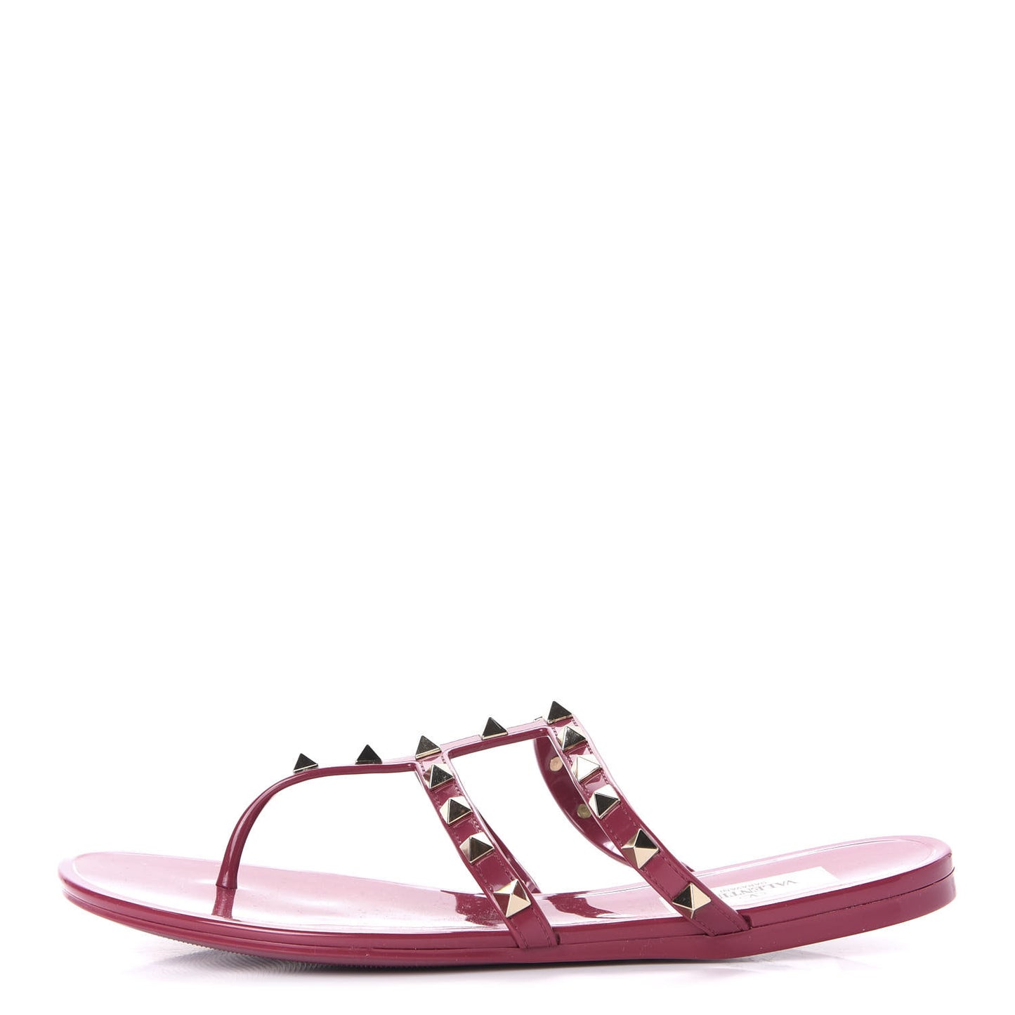 PVC Jelly Rockstud Caged Flat Thong Sandals 38 Deep Cyclamin