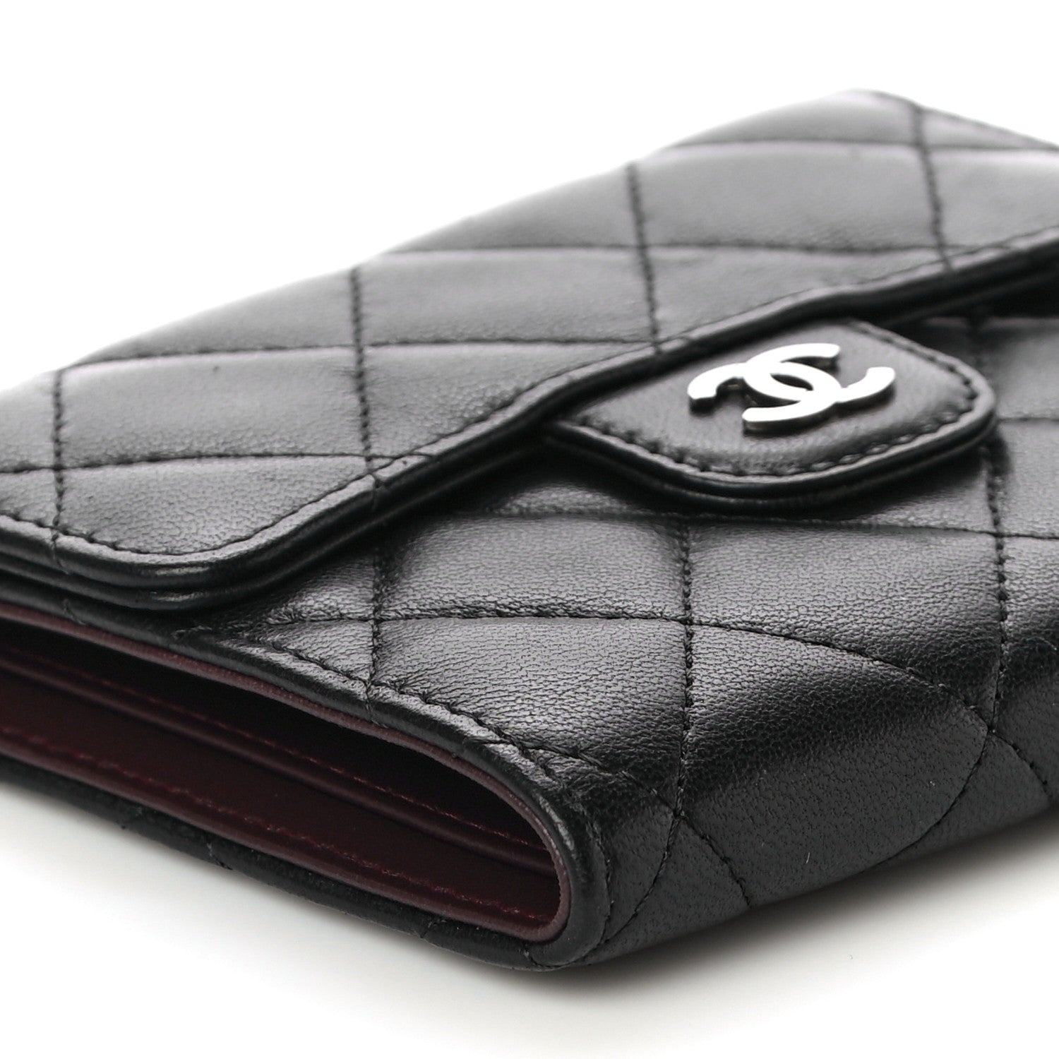 Chanel Lambskin Quilted Compact Flap Wallet Black 10 of 13