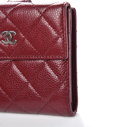 Chanel Caviar Quilted Compact French Flap Wallet Burgundy 9 of 10