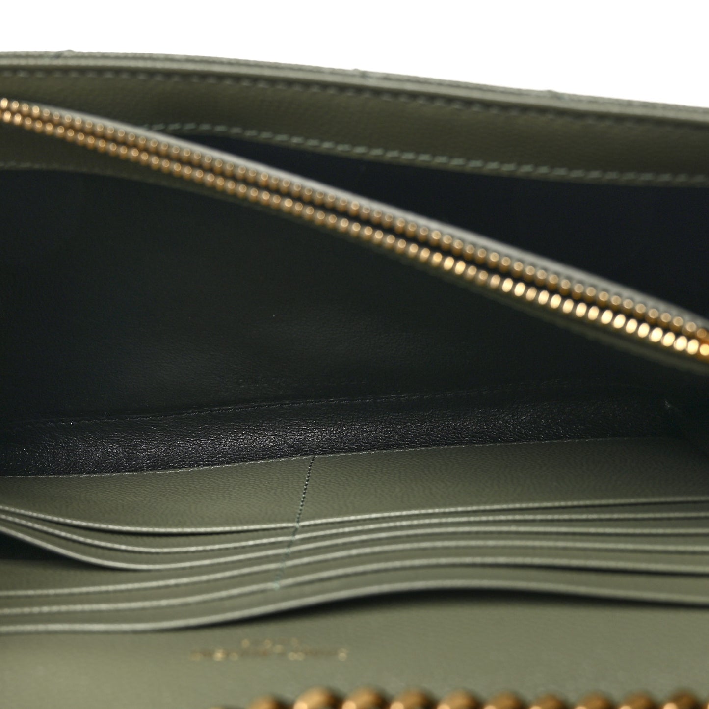 Grain De Poudre Matelasse Chevron Monogram Chain Wallet Light Sage