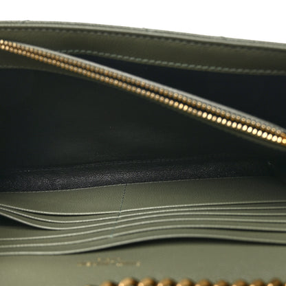 Saint Laurent Grain De Poudre Matelasse Chevron Monogram Chain Wallet Light Sage 5 of 10
