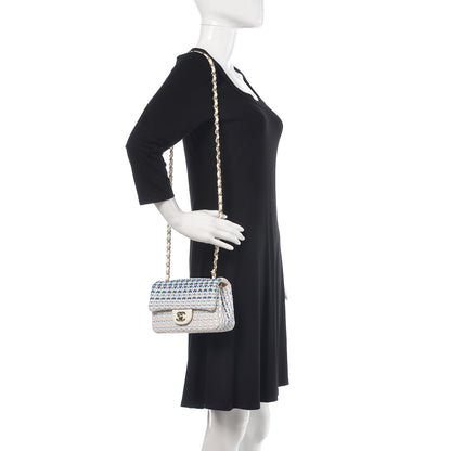 Chanel Lambskin Cotton Woven Mini Flap Blue White 2 of 7