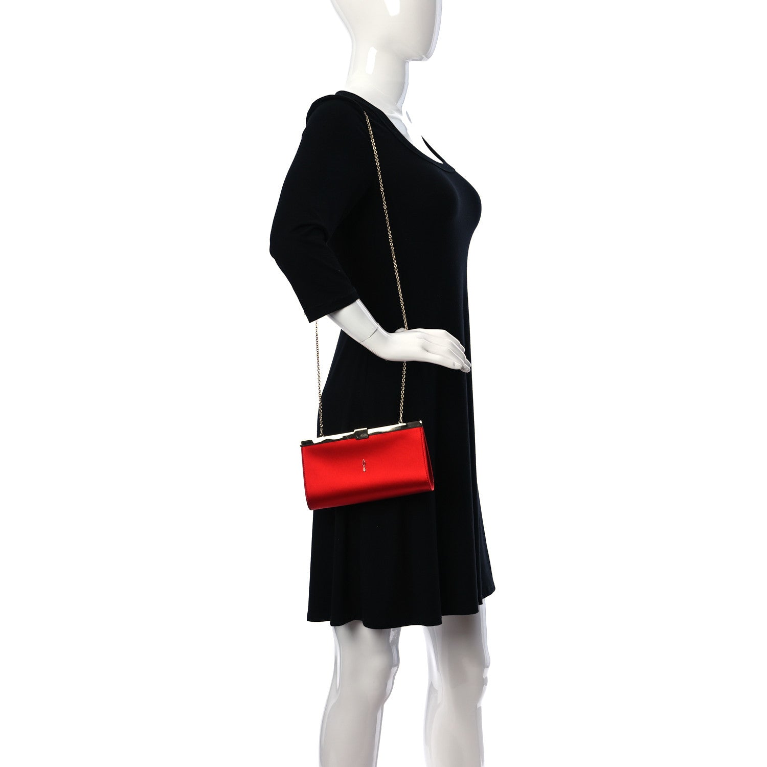 Christian Louboutin Satin Palmette Clutch Red 2 of 9