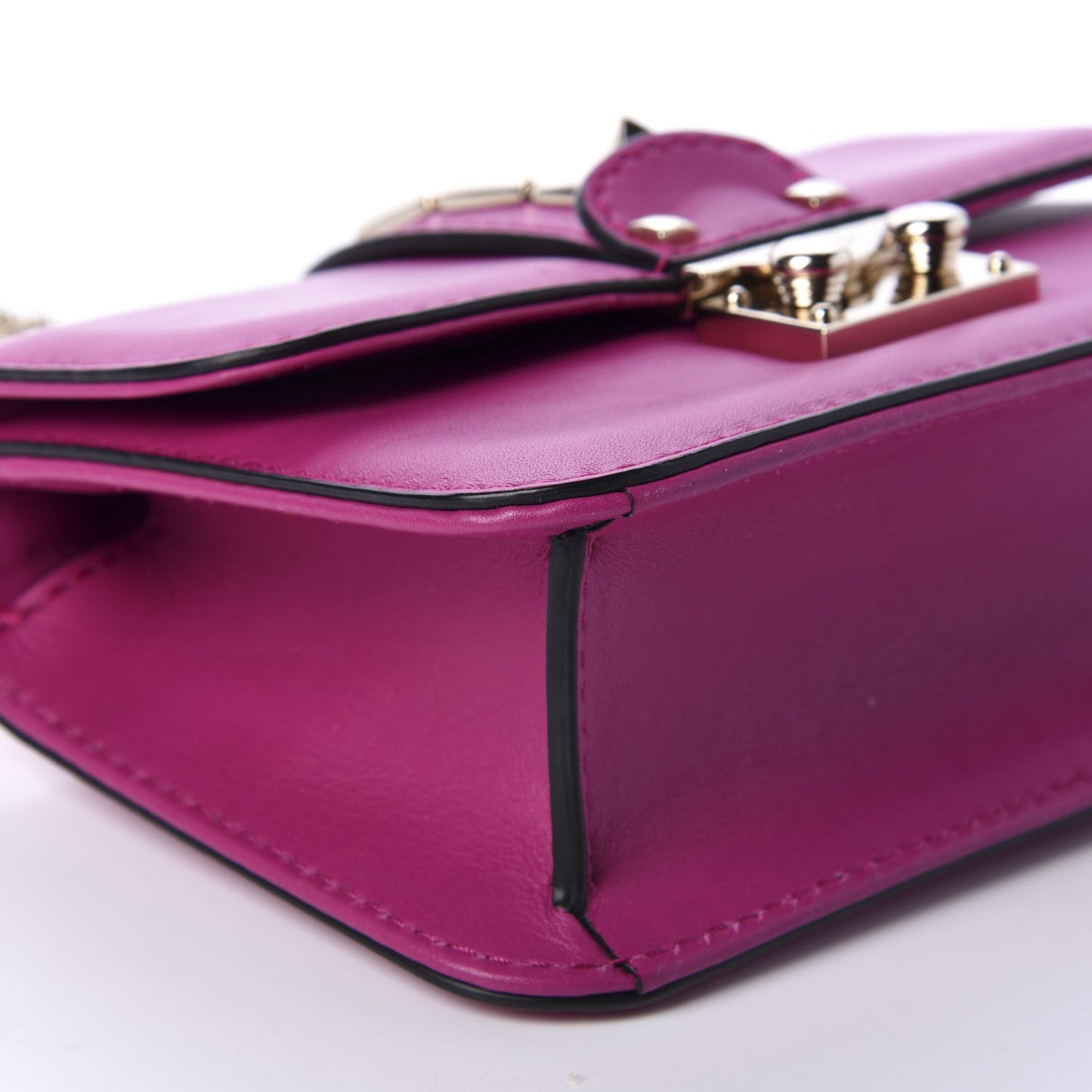 Vitello Mini Glam Lock Rockstud Flap Fuxia