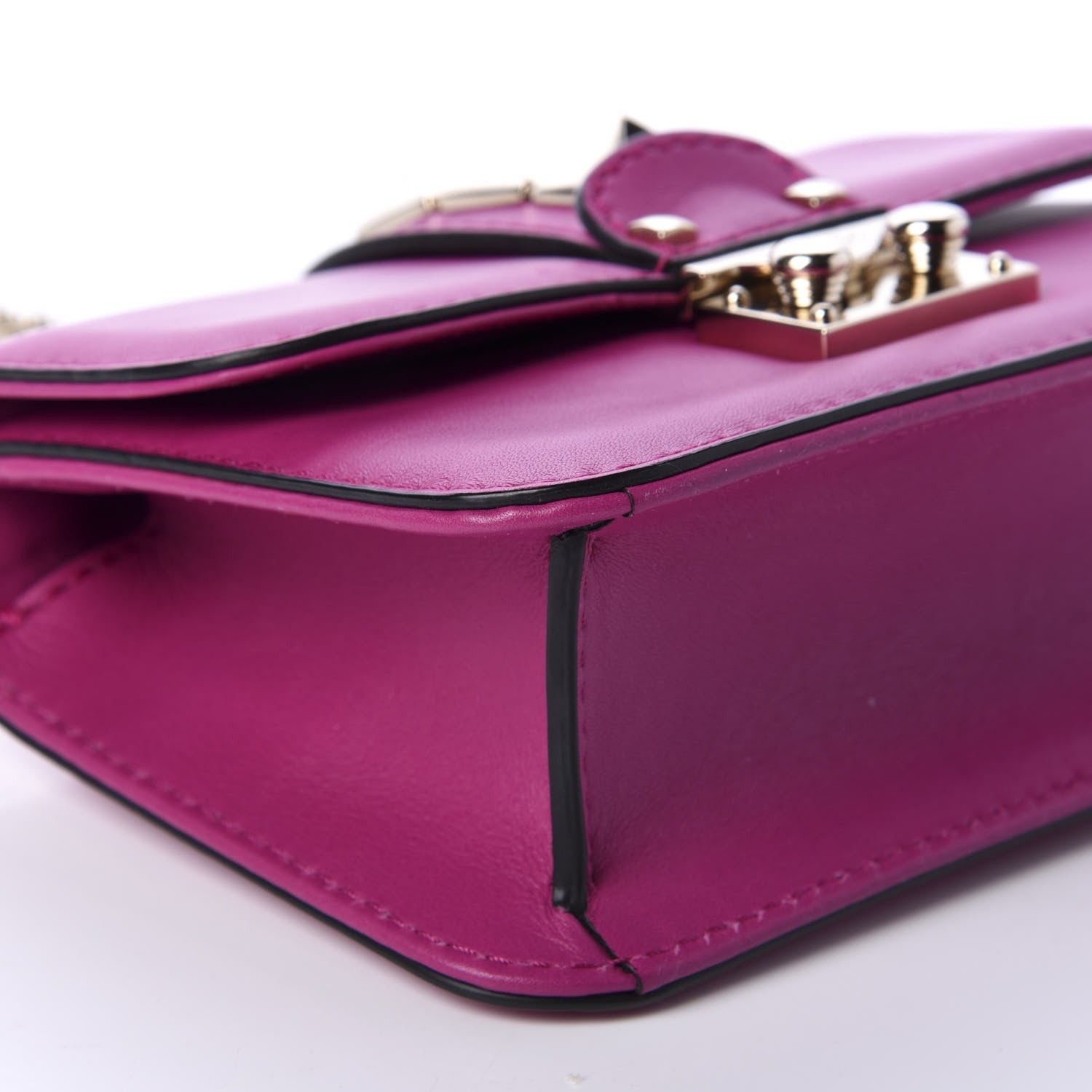 Valentino Garavani Vitello Mini Glam Lock Rockstud Flap Fuxia 6 of 9