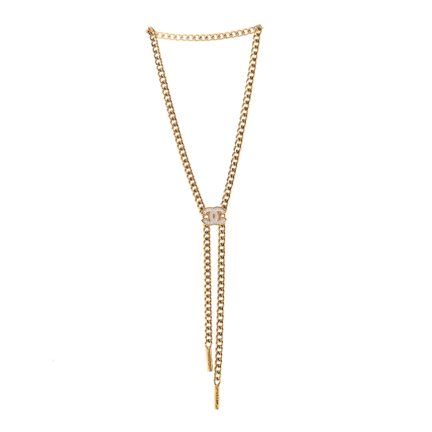 Chanel Metal Resin Chain CC Bolo Necklace Gold 3 of 6