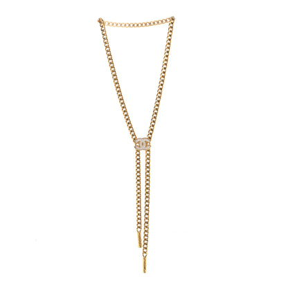 Chanel Metal Resin Chain CC Bolo Necklace Gold 3 of 6