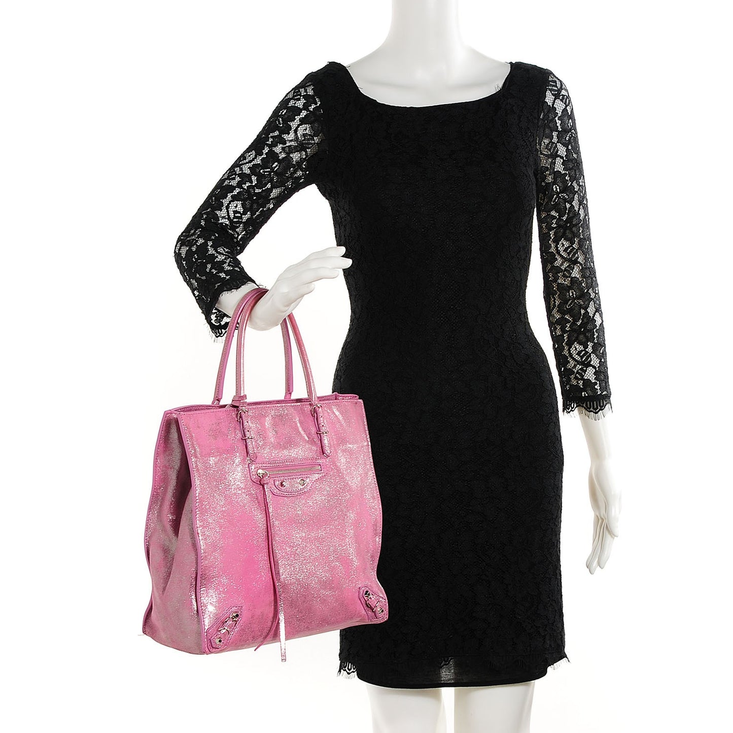 Metallic Calfskin Milkyway Papier A4 Tote Fuchsia
