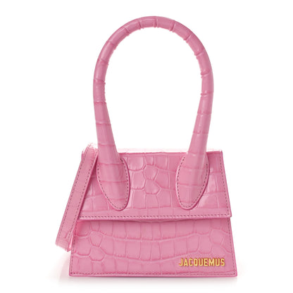 Jacquemus Calfskin Crocodile Embossed Le Chiquito Moyen Pink 1 of 8