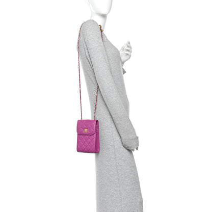 Chanel Lambskin Quilted Pearl Crush Phone Holder With Chain Purple 2 of 11