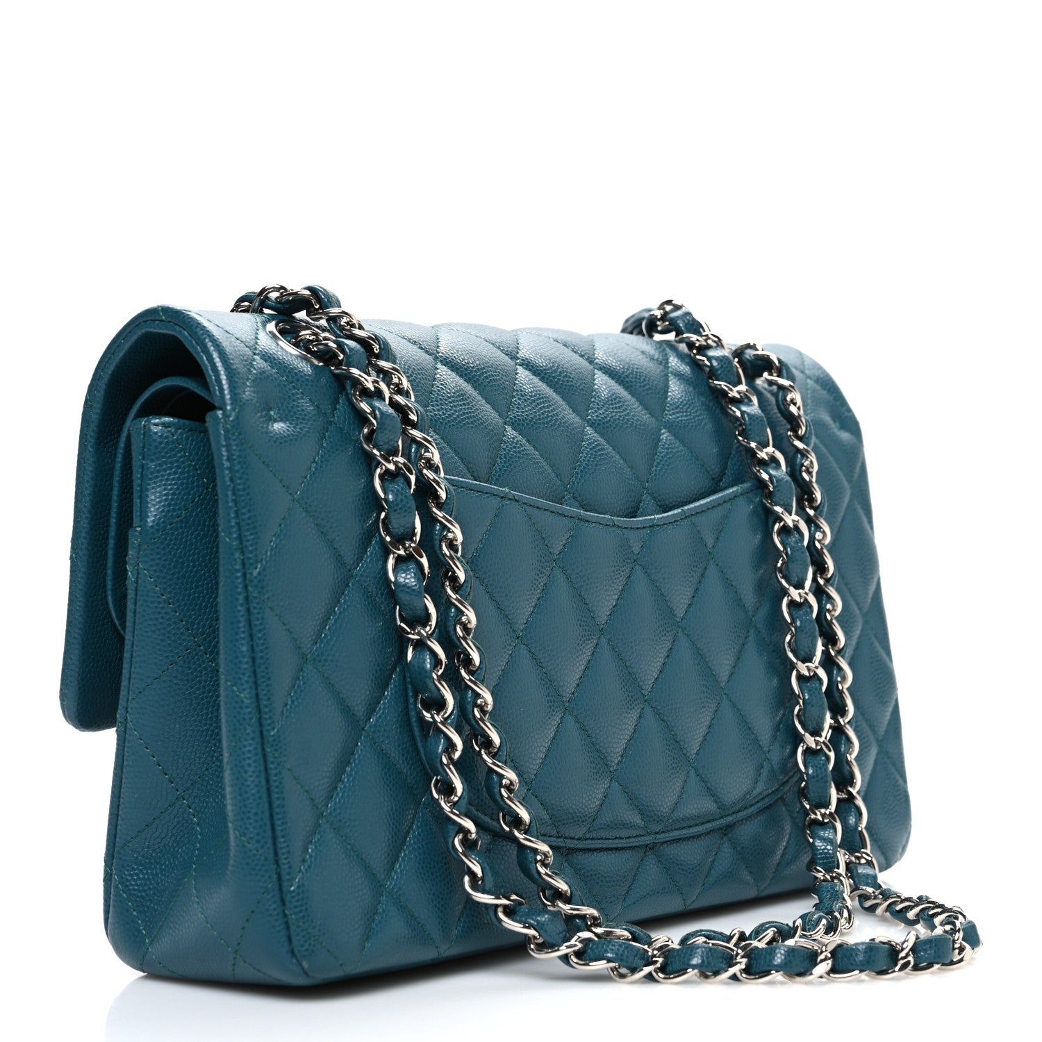 Chanel Caviar Quilted Medium Double Flap Dark Turquoise 3 of 10