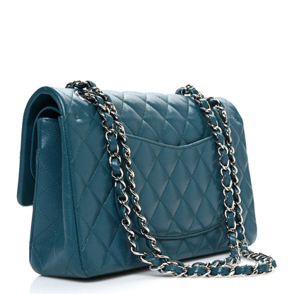 Chanel Caviar Quilted Medium Double Flap Dark Turquoise 3 of 10