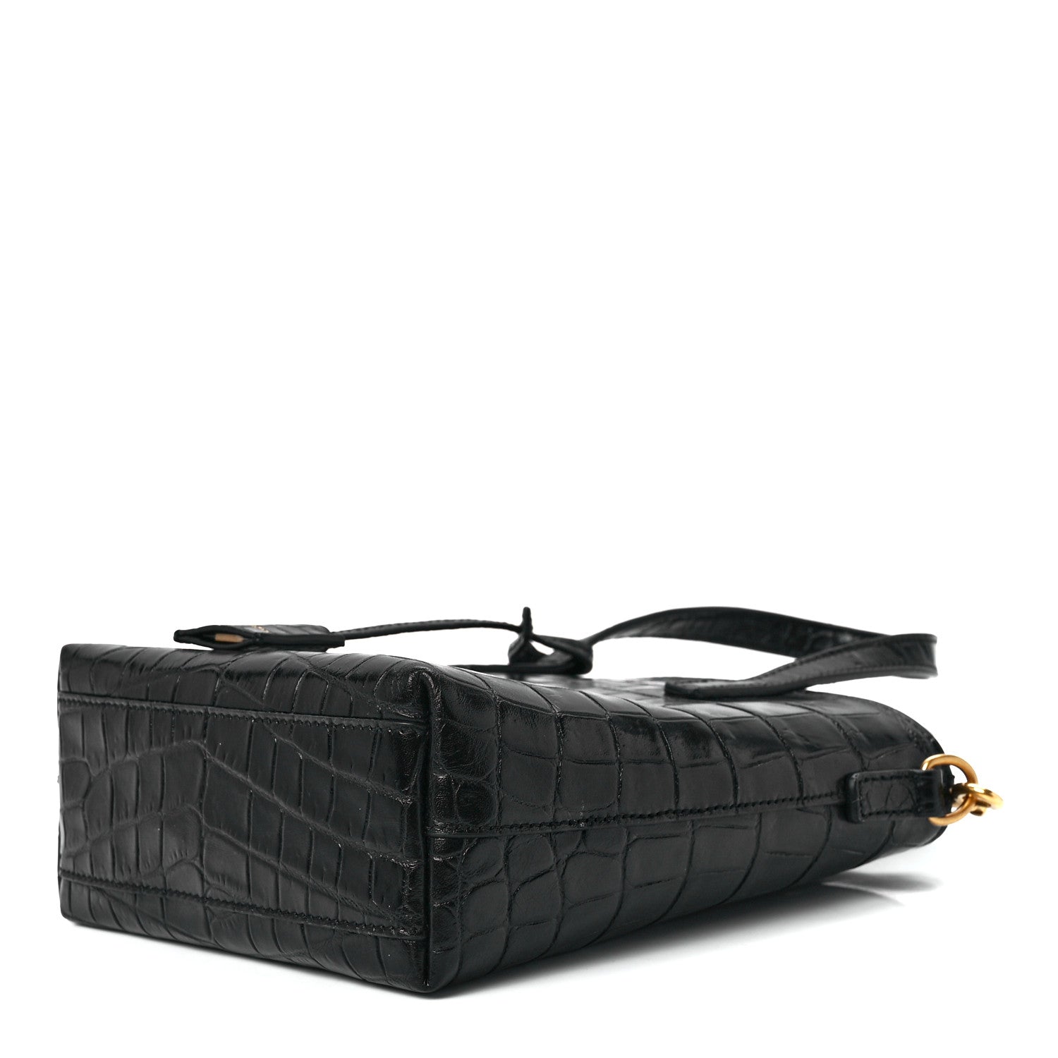 Saint Laurent Calfskin Crocodile Embossed Paris Mini Toy Shopper Tote Black 10 of 12