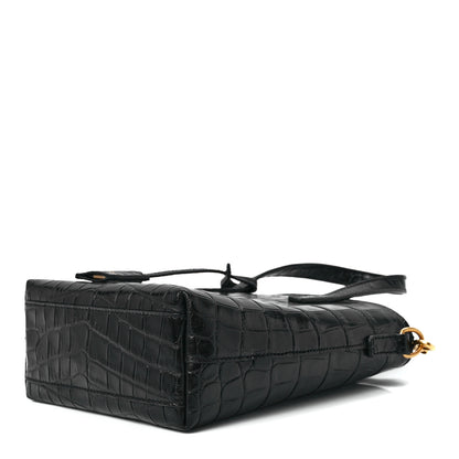 Saint Laurent Calfskin Crocodile Embossed Paris Mini Toy Shopper Tote Black 10 of 12