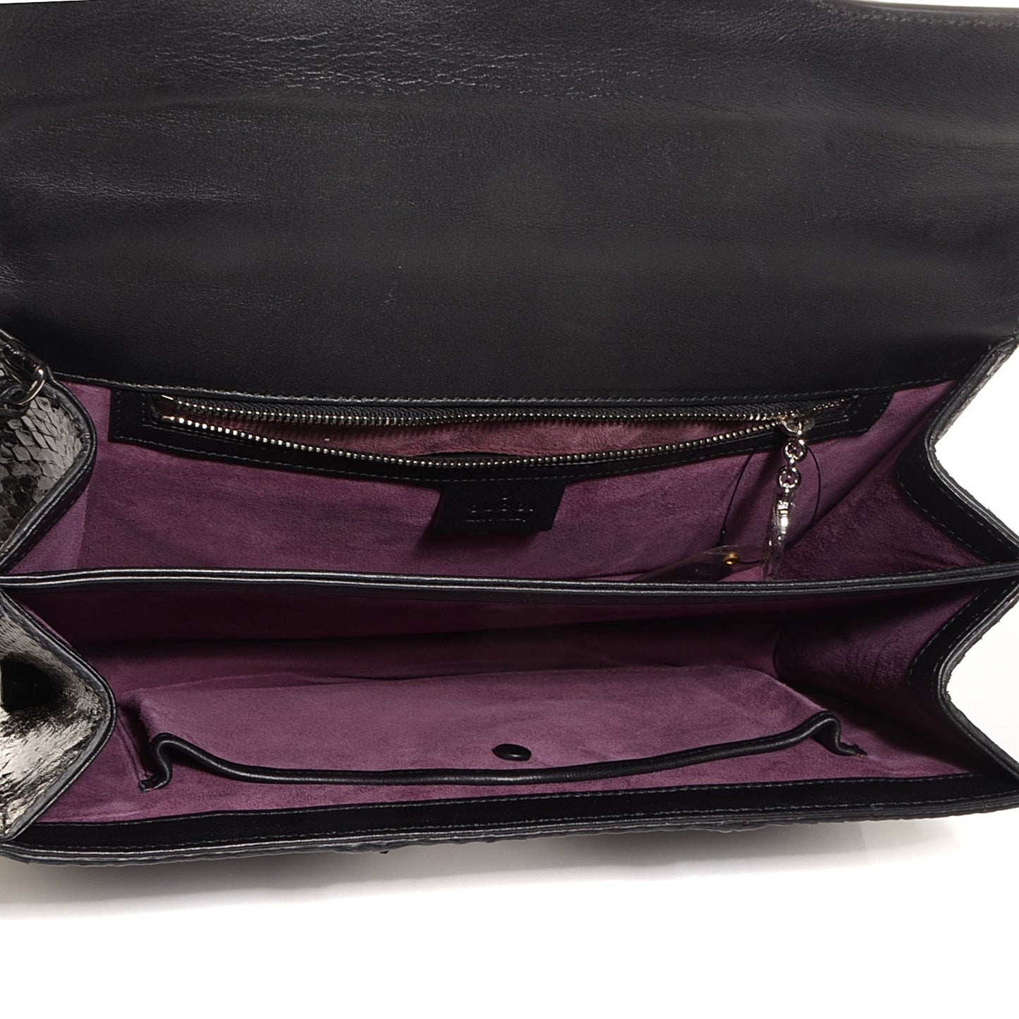 Python Small Lady Lock Briefcase Clutch Black