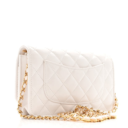 Chanel Shiny Crumpled Calfskin Quilted Enamel Heart Wallet On Chain WOC White 3 of 13