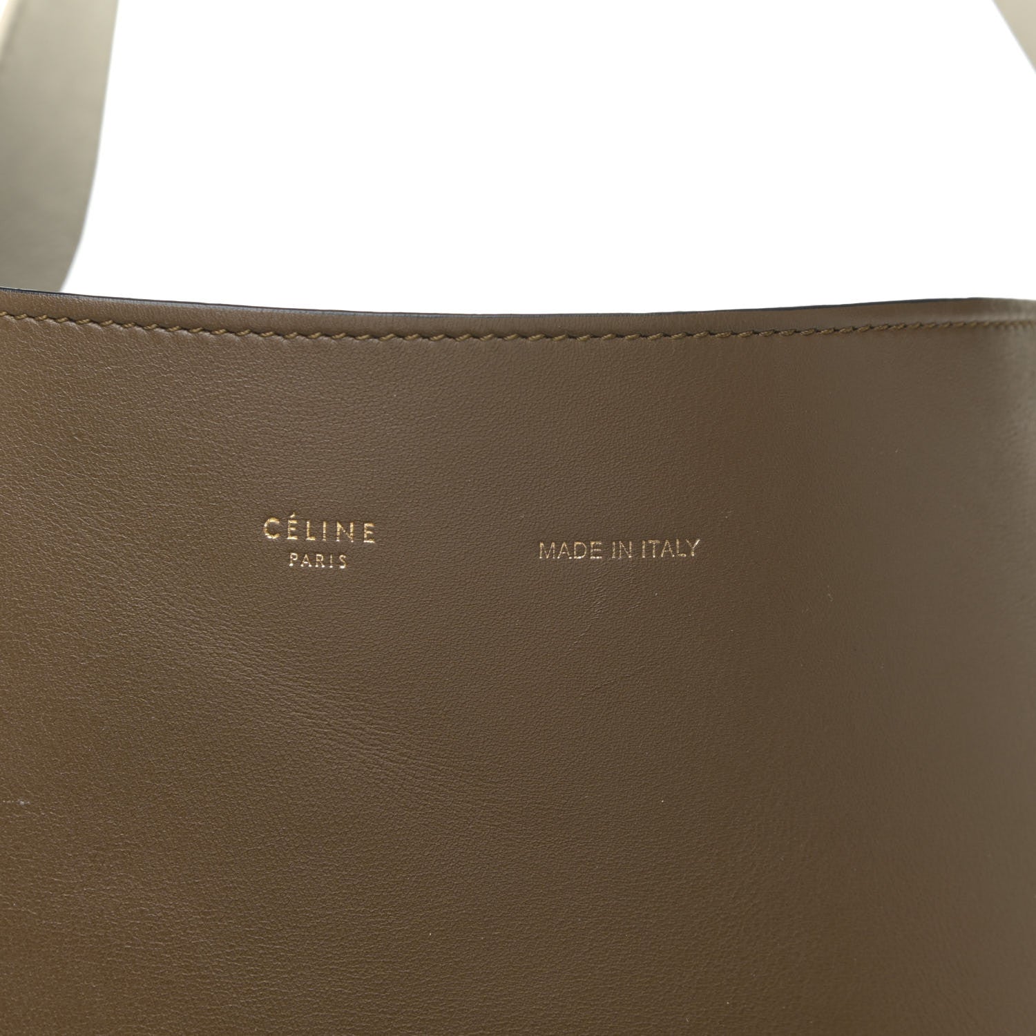 Celine Shiny Smooth Calfskin Twisted Cabas Yellow Khaki 15 of 19