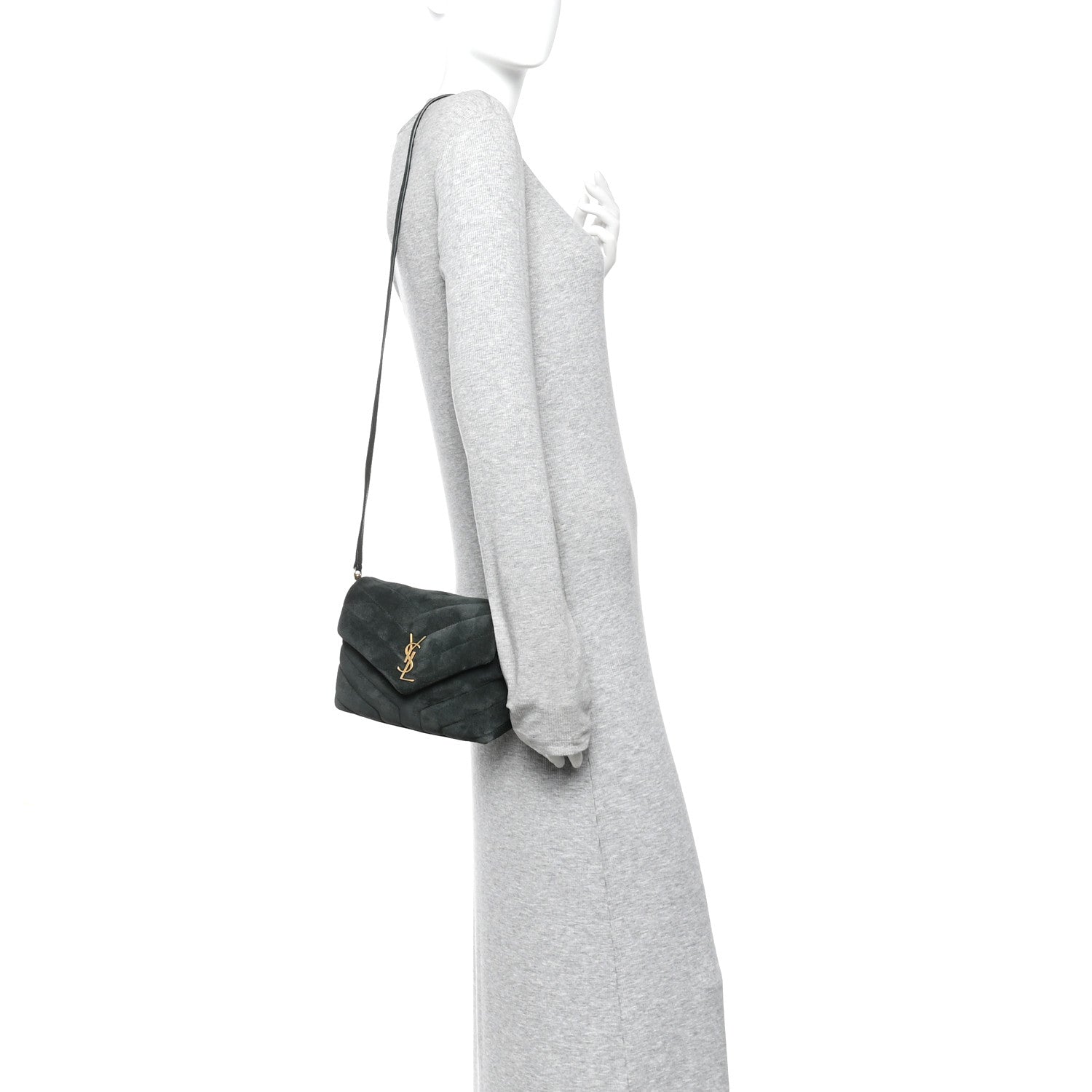 Saint Laurent Suede Y Quilted Monogram Toy Loulou Crossbody Bag Dark Forest Dark Forest 2 of 11