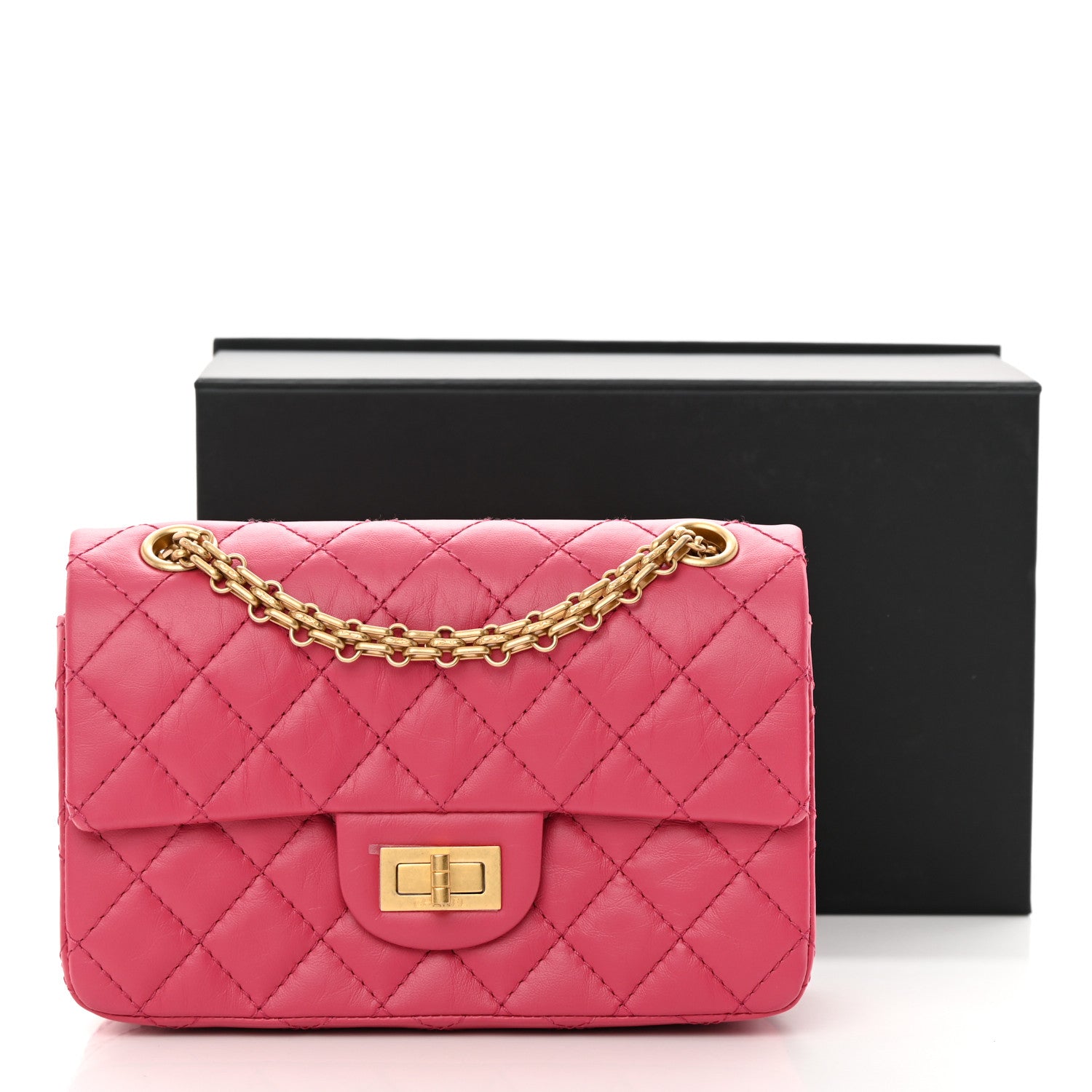 Chanel Aged Calfskin Quilted 2.55 Reissue Mini Flap Pink 12 of 12