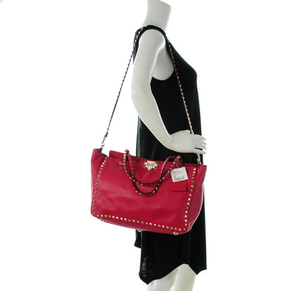 Valentino Garavani Vitello Medium Rockstud Tote Cyclamin 2 of 8