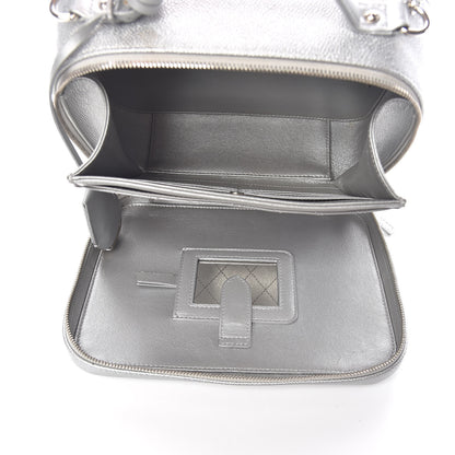 Chanel Metallic Caviar Quilted Large CC Filigree Vanity Case Silver 5 of 11