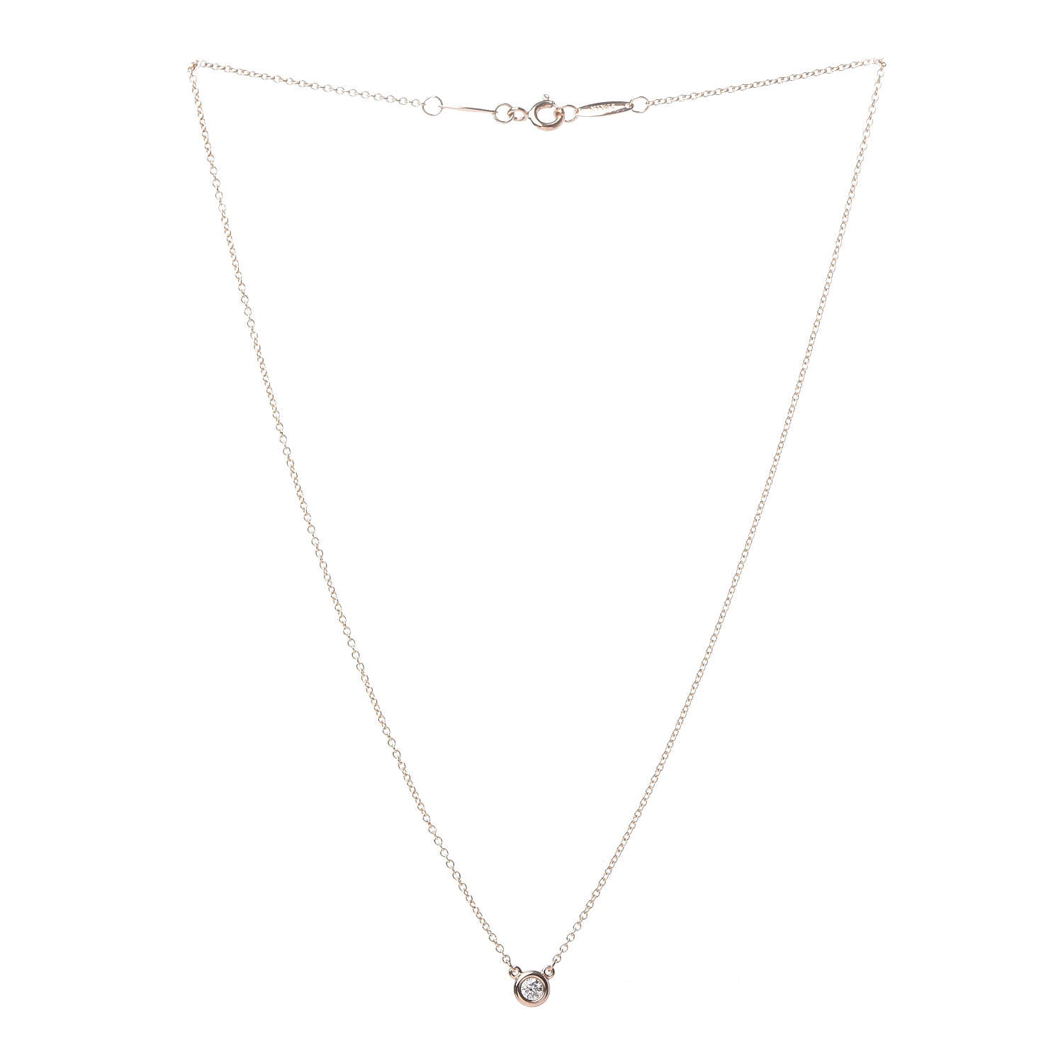 Tiffany 18K Rose Gold Diamond .10ct Elsa Peretti Diamonds by the Yard Pendant Necklace 3 of 6