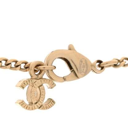 Chanel Crystal Heart CC Pendant Necklace Gold Silver Blue 4 of 5
