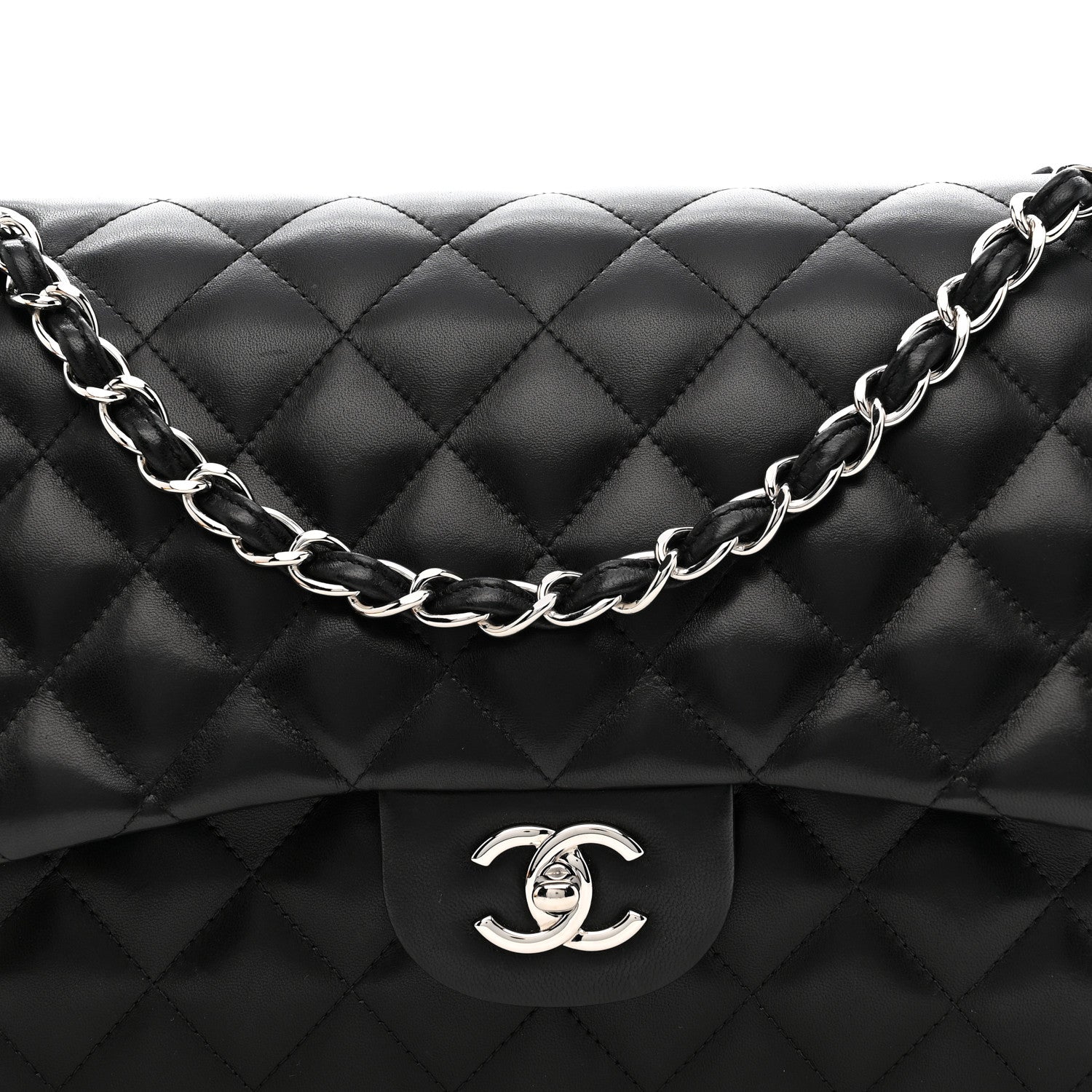 Chanel Lambskin Quilted Jumbo Double Flap Black 8 of 12