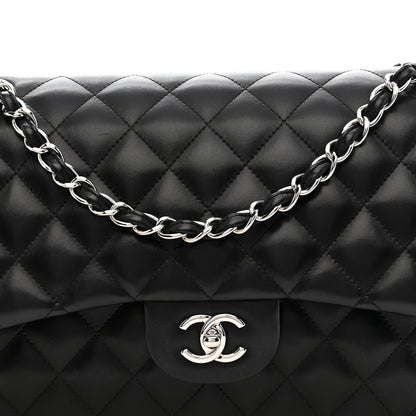 Chanel Lambskin Quilted Jumbo Double Flap Black 8 of 12