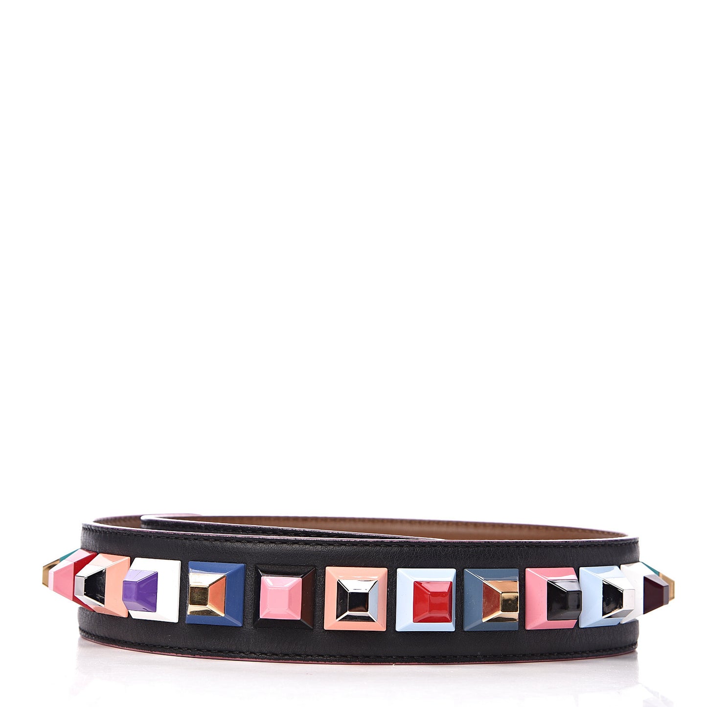 Vitello Dolce Plexiglass Bi-Color Studded Strap You Black Brownie Multicolor